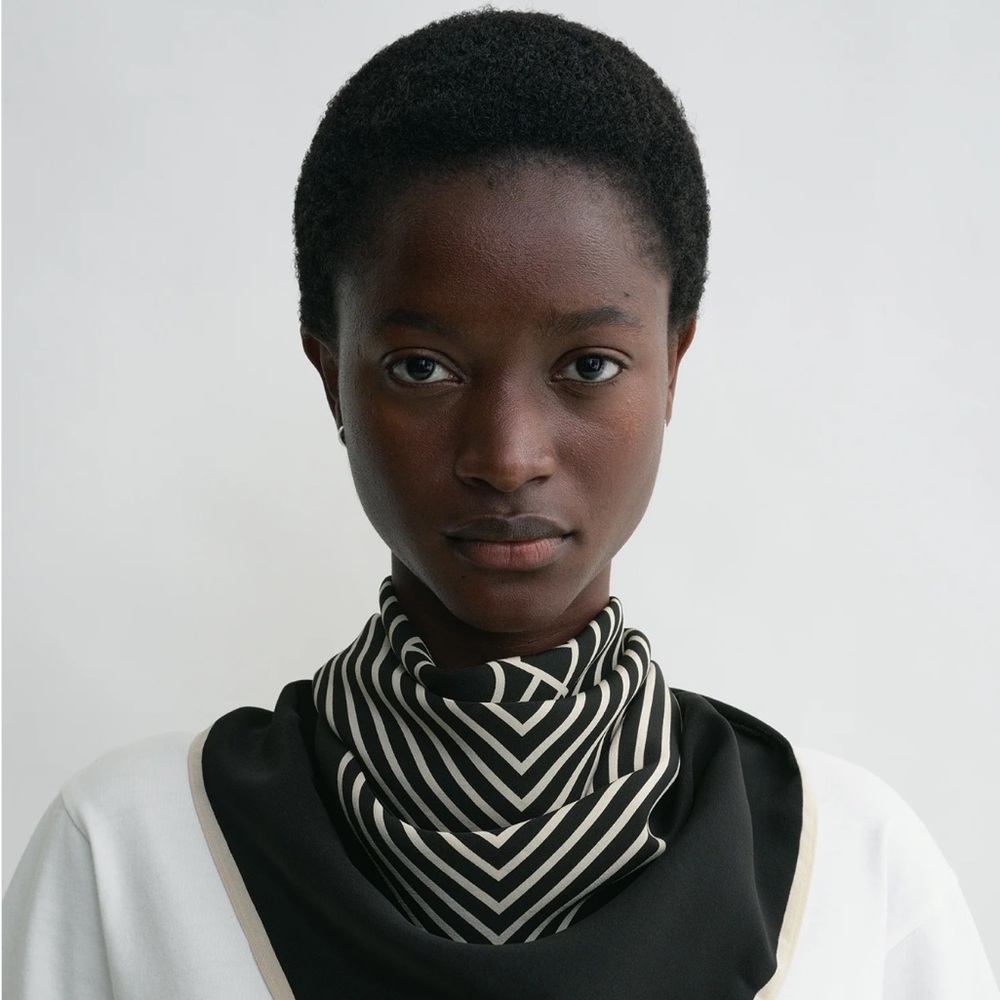 Toteme Black and White Silk Scarf